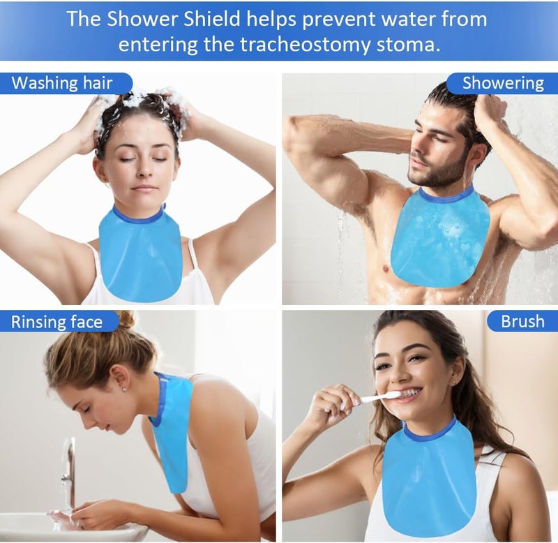 EHUSPU Tracheostomy Shower Cover Neck Stoma Protector for Tracheostomy,Waterproof Shower Shield Neck Stoma Guard (Blue-1pc) - Image 3
